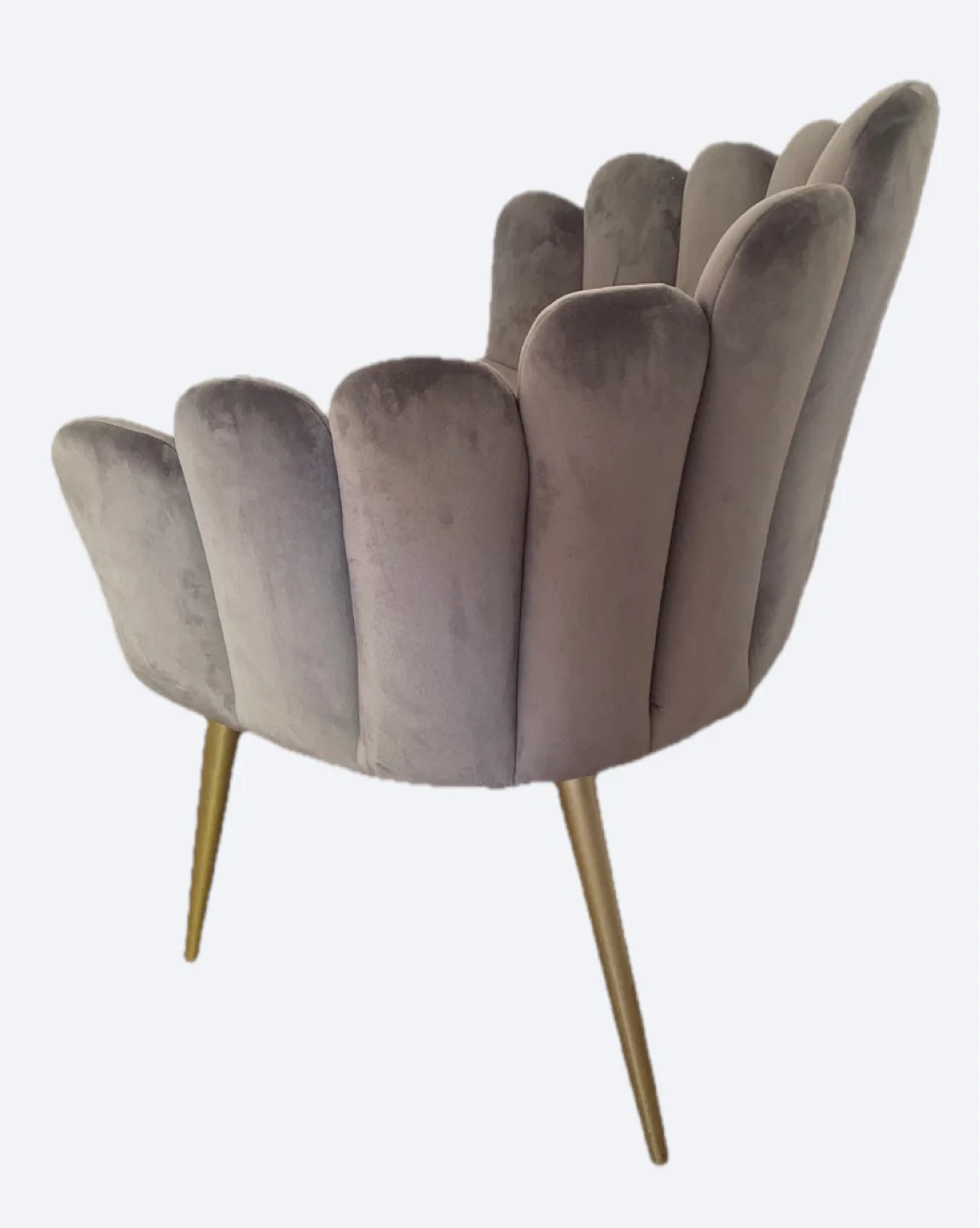 Grey Velvet Scallop Chair with Gold Legs image indicator(2)