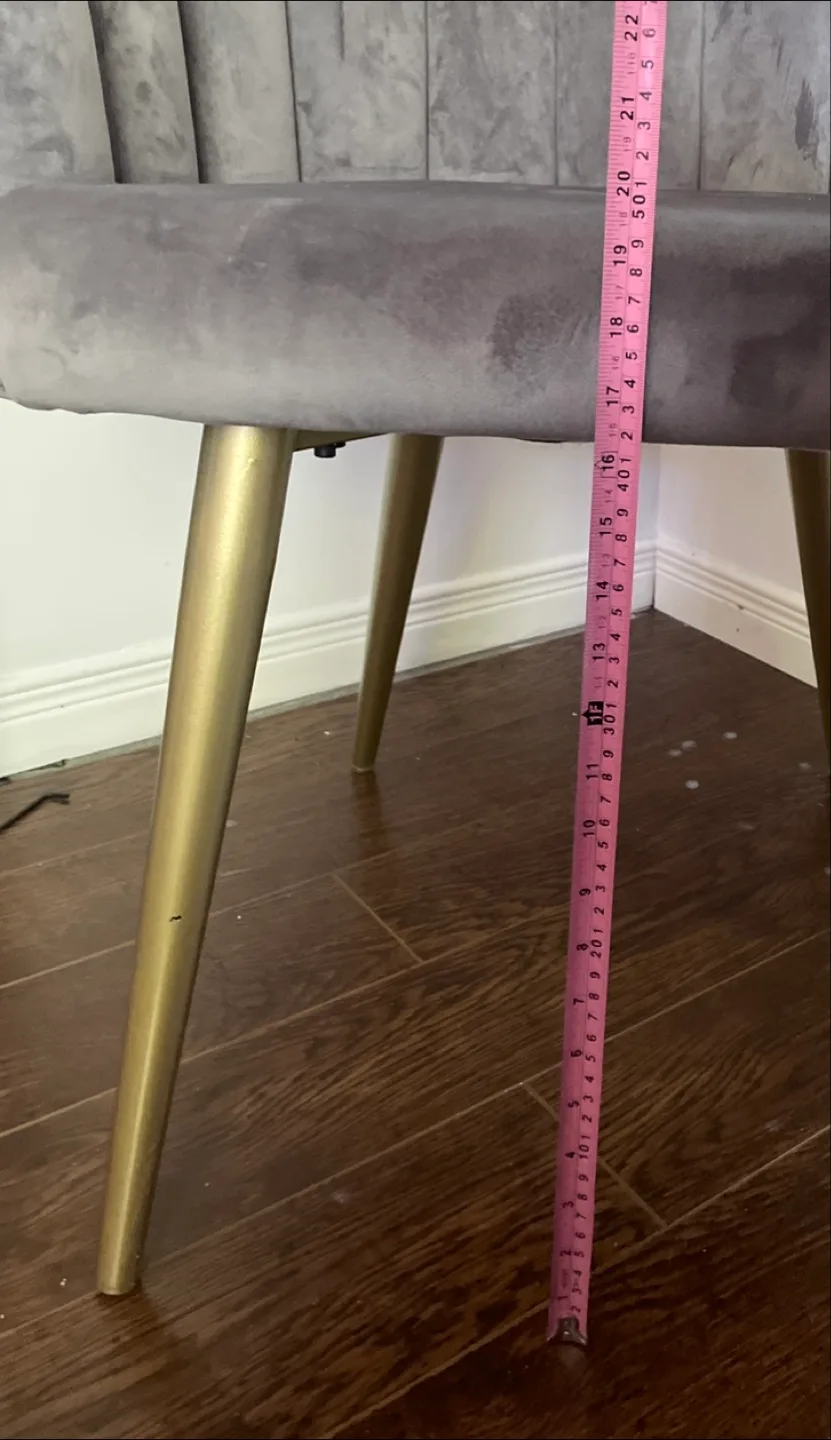 Grey Velvet Scallop Chair with Gold Legs image indicator(6)