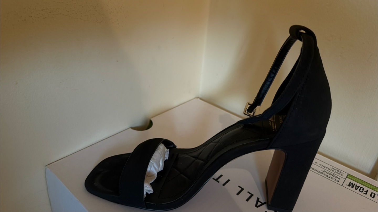 Black Suede Block Heel Sandals