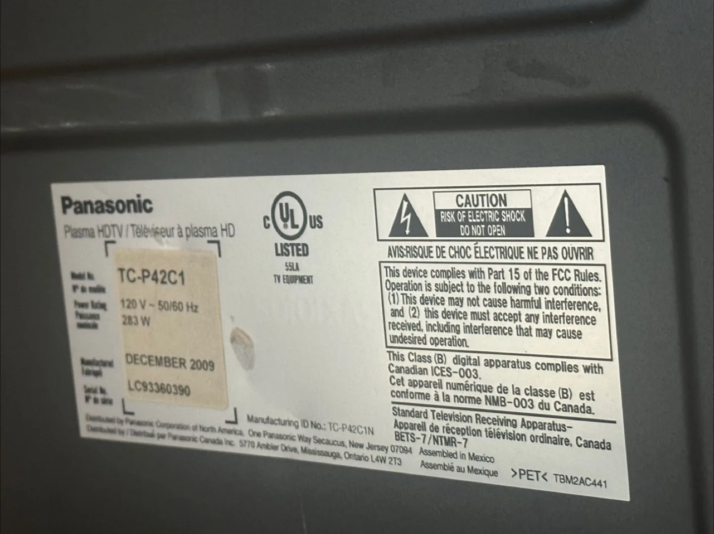 Panasonic TC-P42C1 42” plasma tv with remote image indicator(3)