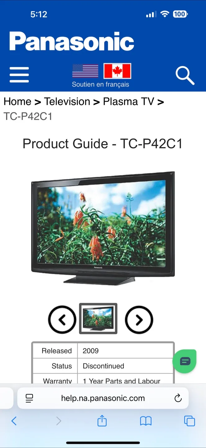 Panasonic TC-P42C1 42” plasma tv with remote image indicator(5)