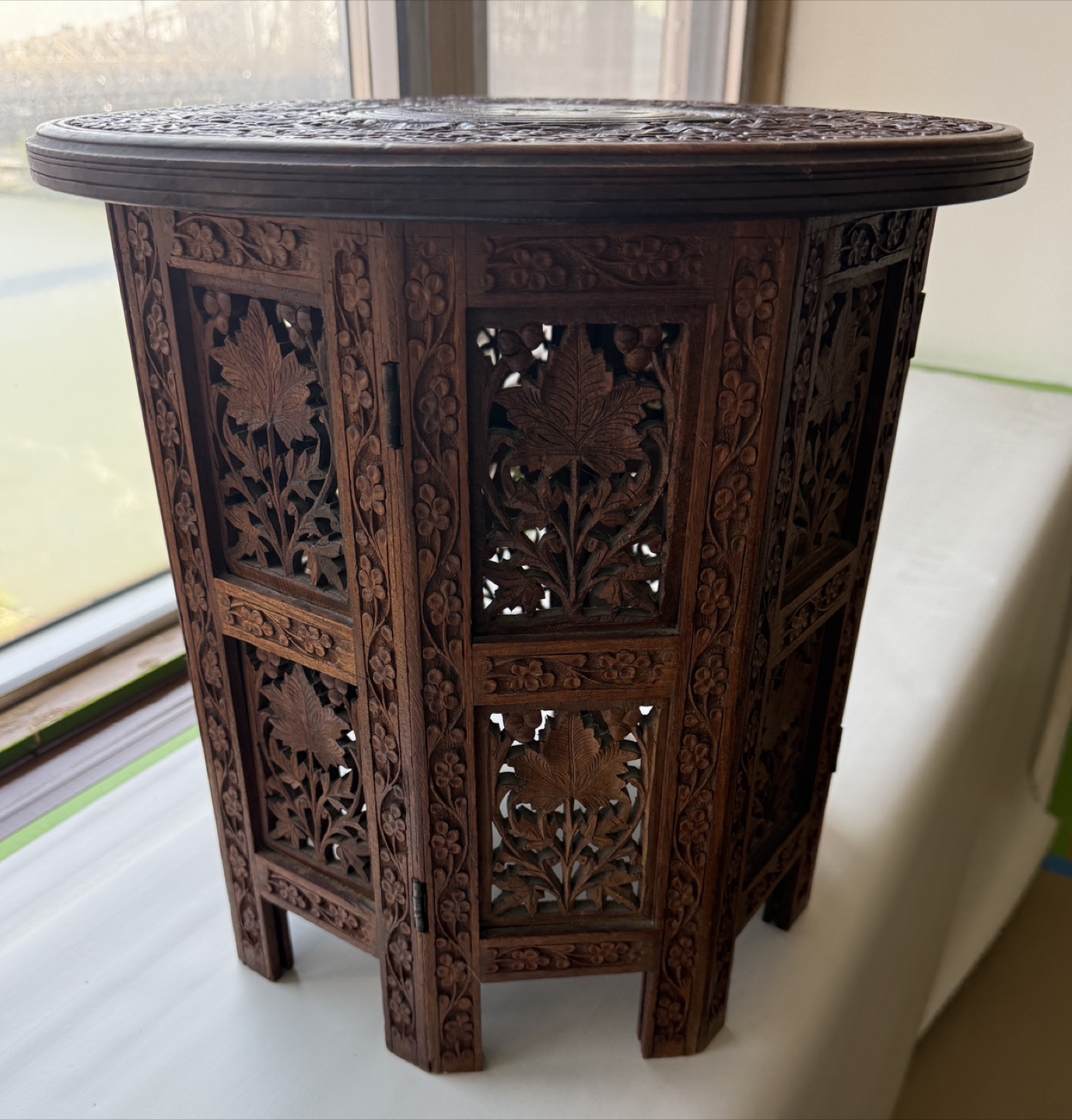 Carved Wooden Side Table/Plant Stand - photo 2