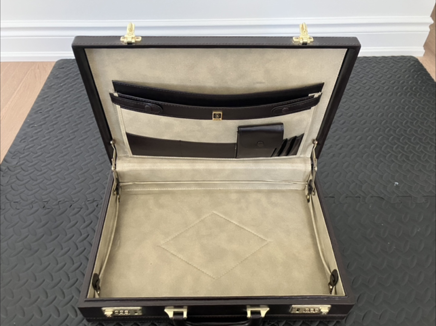 Vintage Black Leather Briefcase with Combination Locks - photo 2