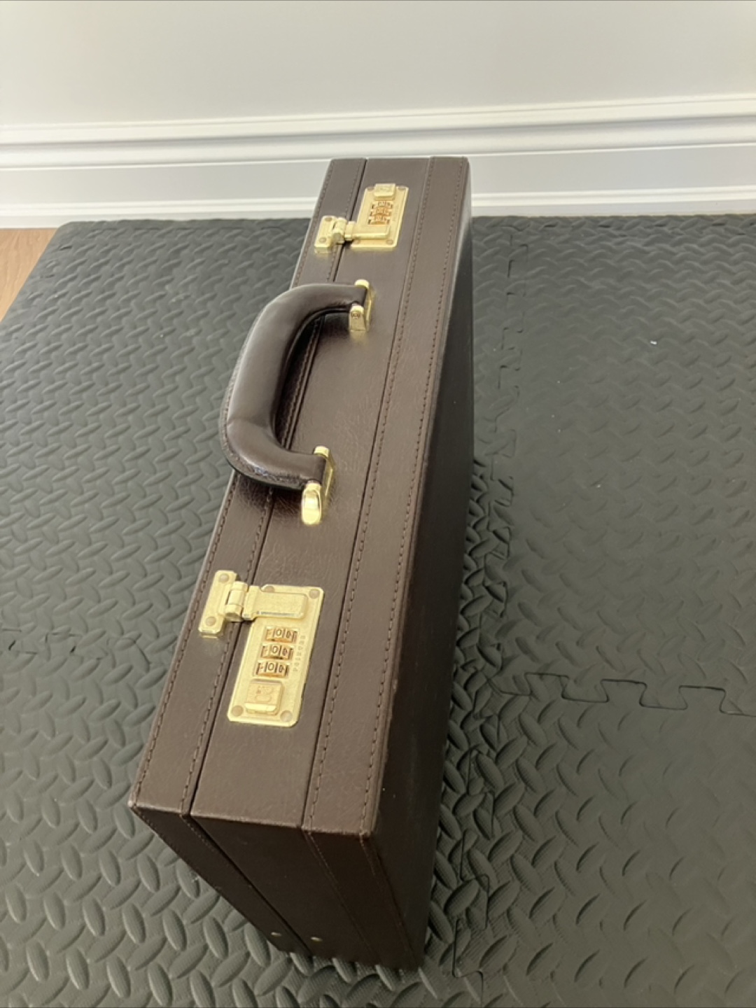 Vintage Black Leather Briefcase with Combination Locks - photo 3