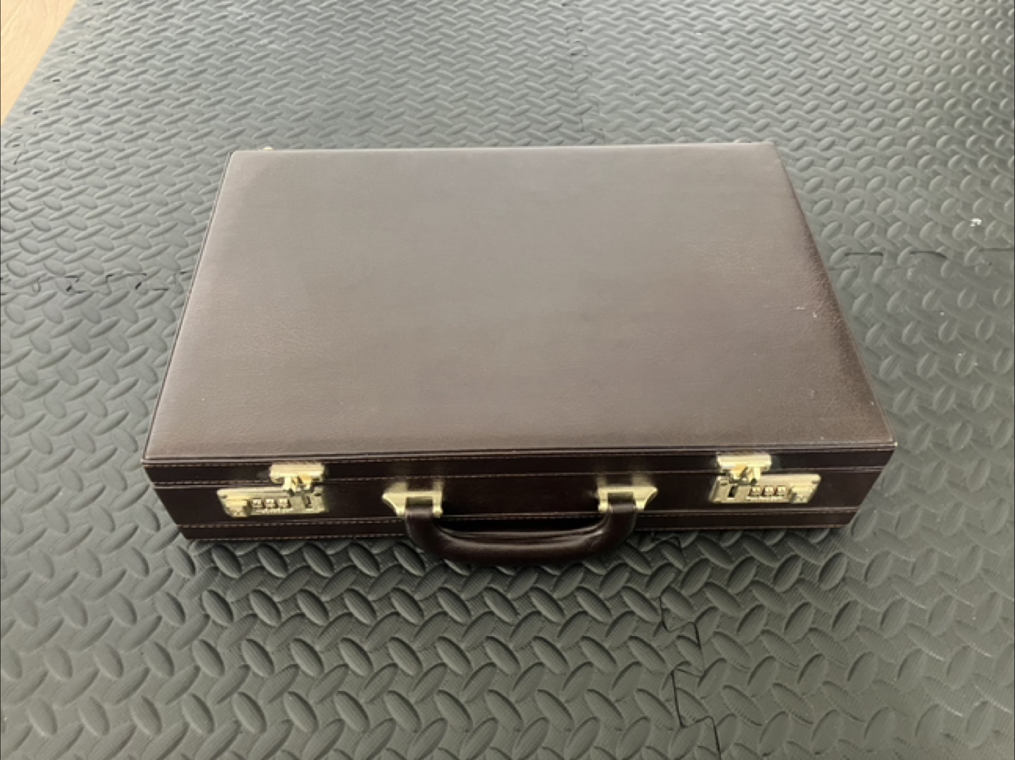 Vintage Black Leather Briefcase with Combination Locks