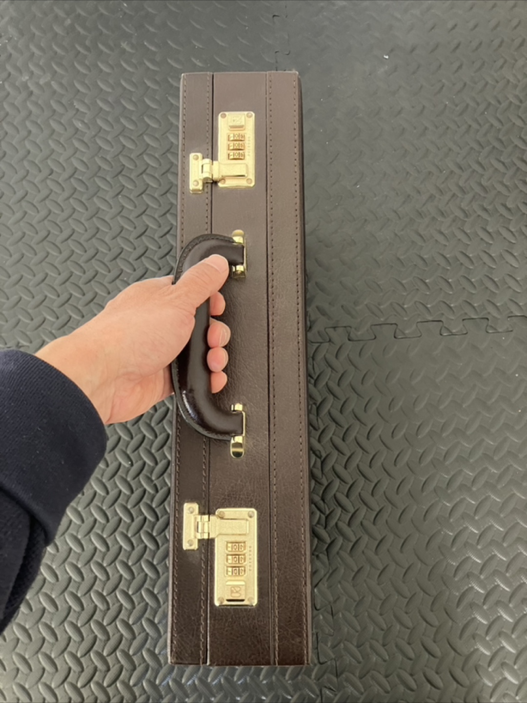 Vintage Black Leather Briefcase with Combination Locks - photo 4