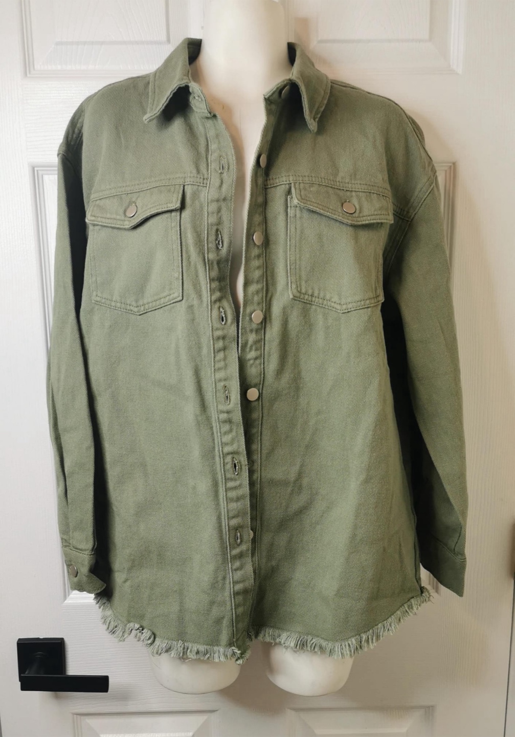 NEW! Dokotoo Oversized Olive Green Denim Shirt Jacket - photo 4