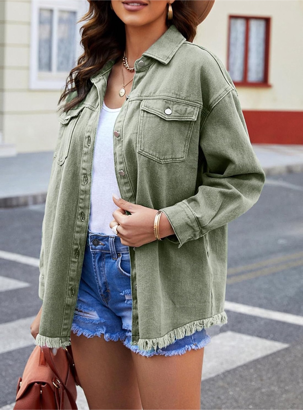 NEW! Dokotoo Oversized Olive Green Denim Shirt Jacket - photo 3