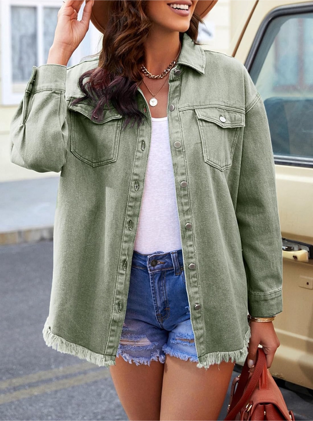 NEW! Dokotoo Oversized Olive Green Denim Shirt Jacket - photo 2