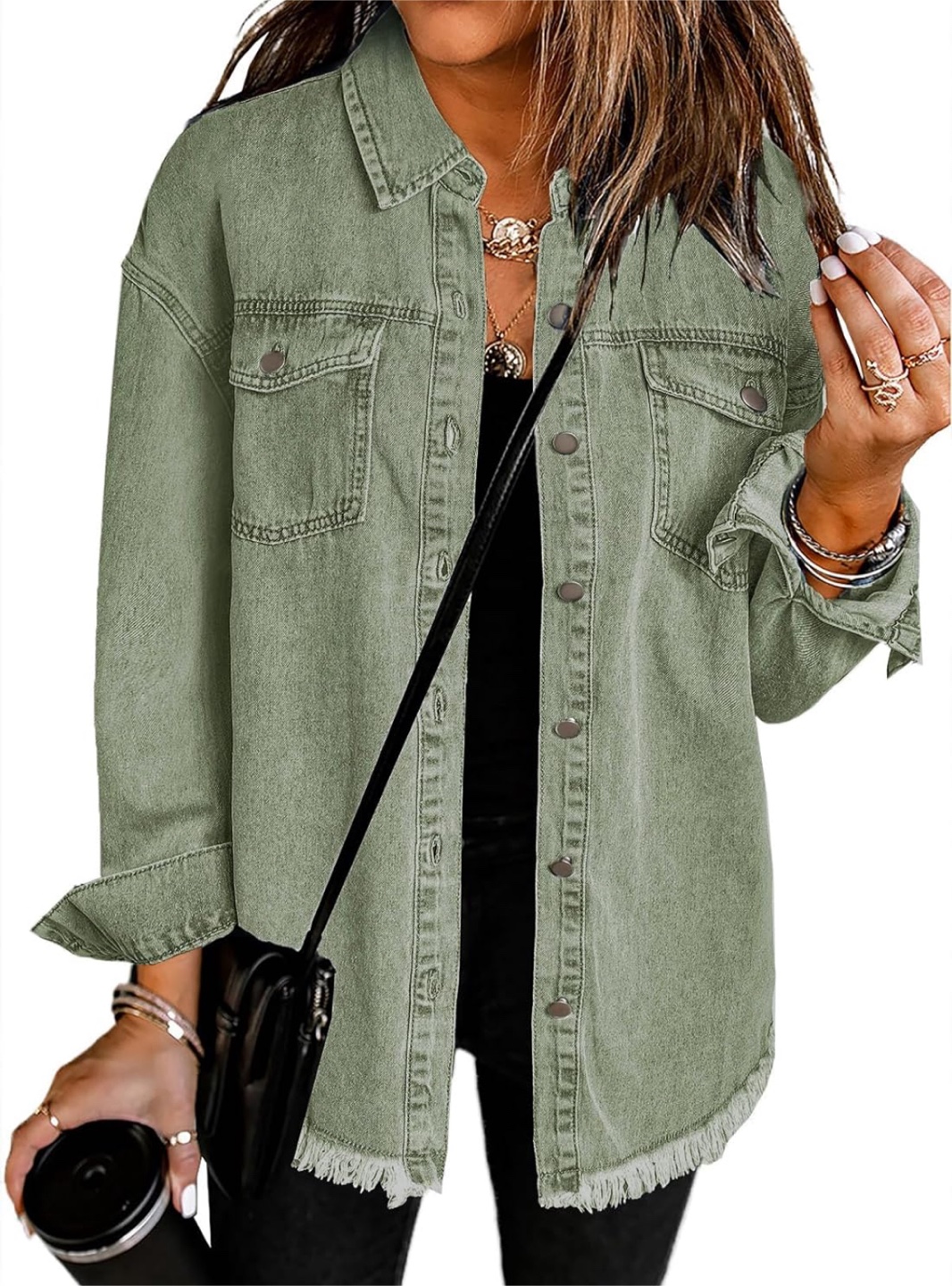 NEW! Dokotoo Oversized Olive Green Denim Shirt Jacket