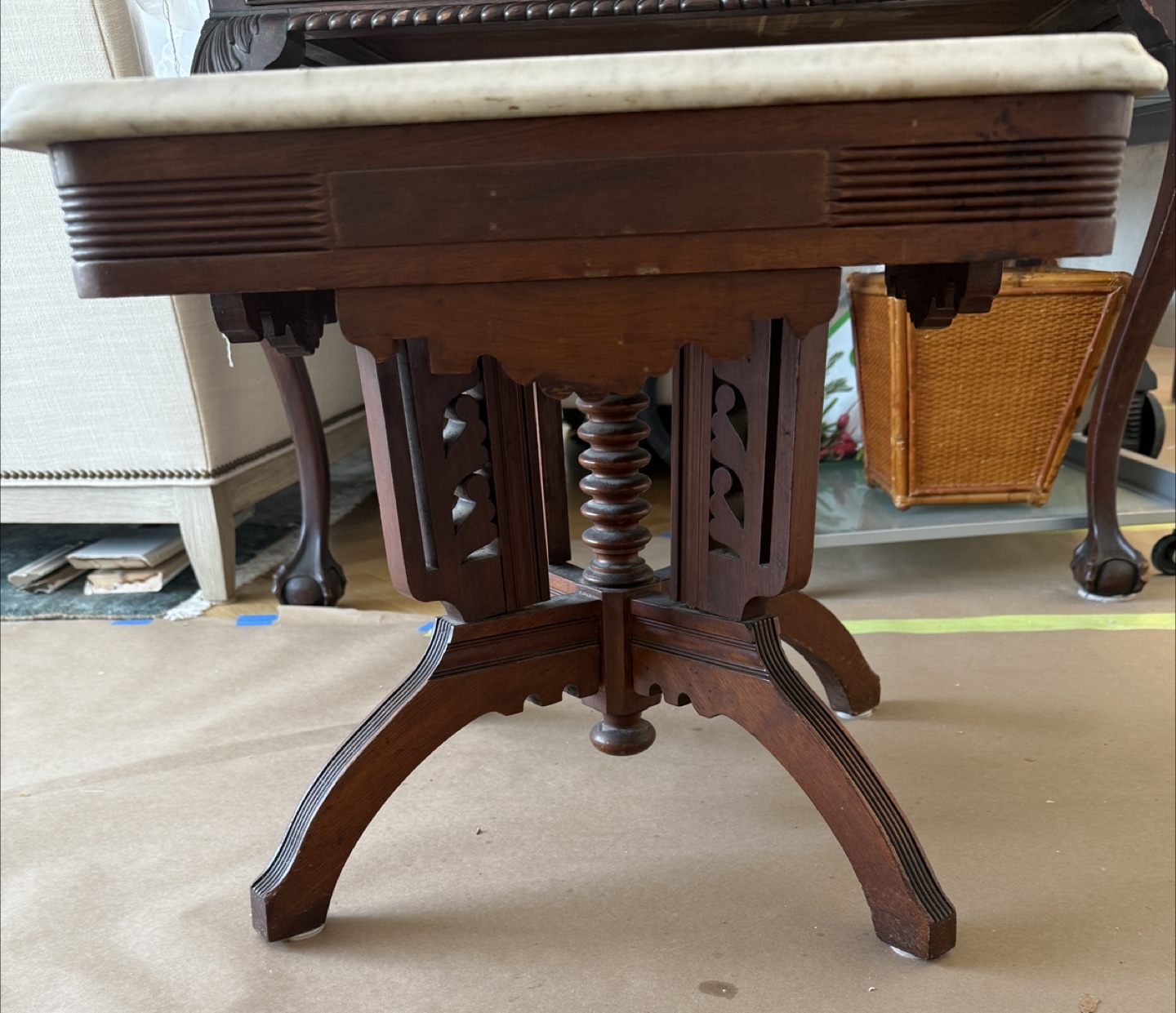 Antique Marble Top Side Table - photo 2