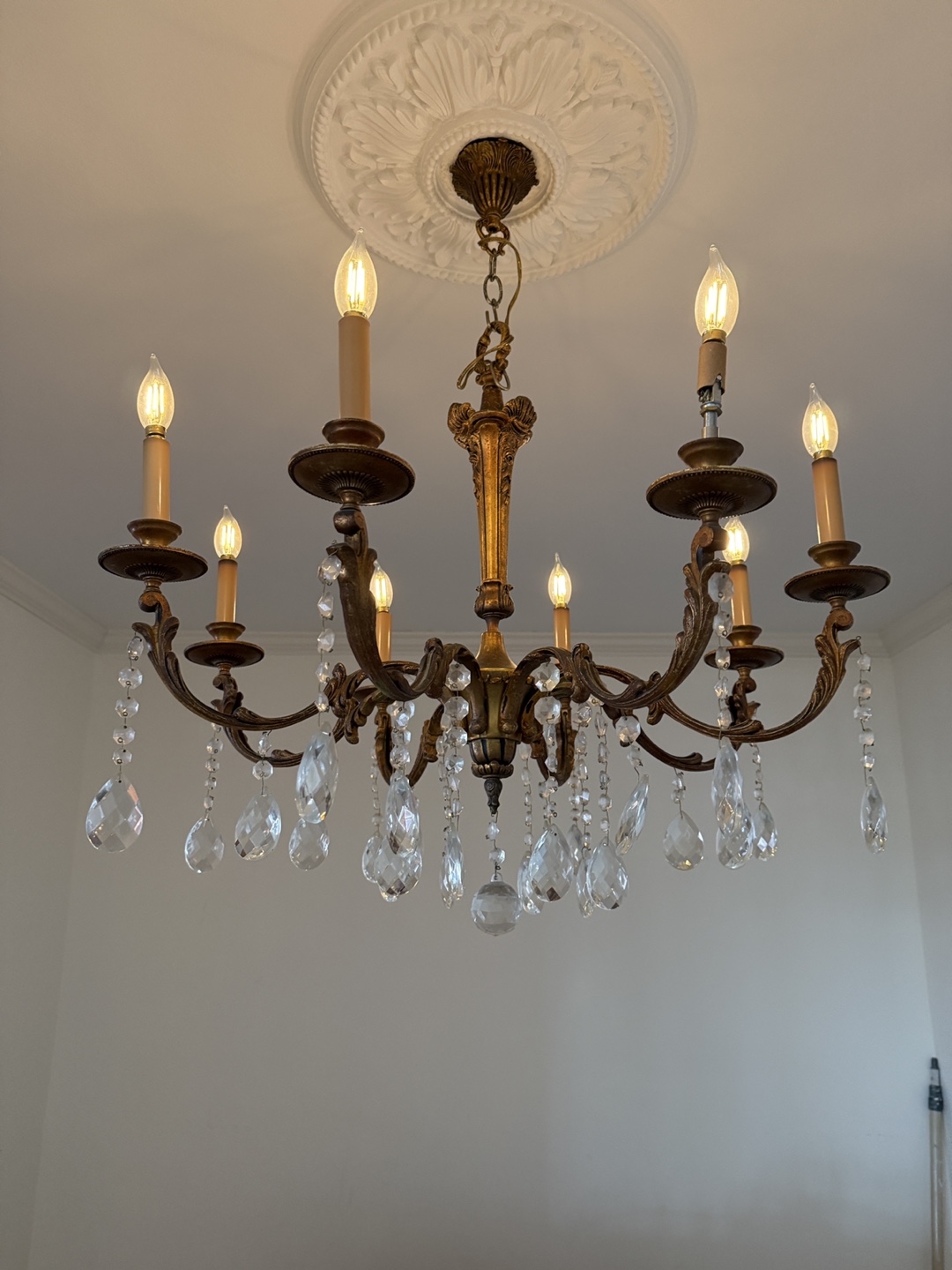 Antique 8-Light Crystal Chandelier