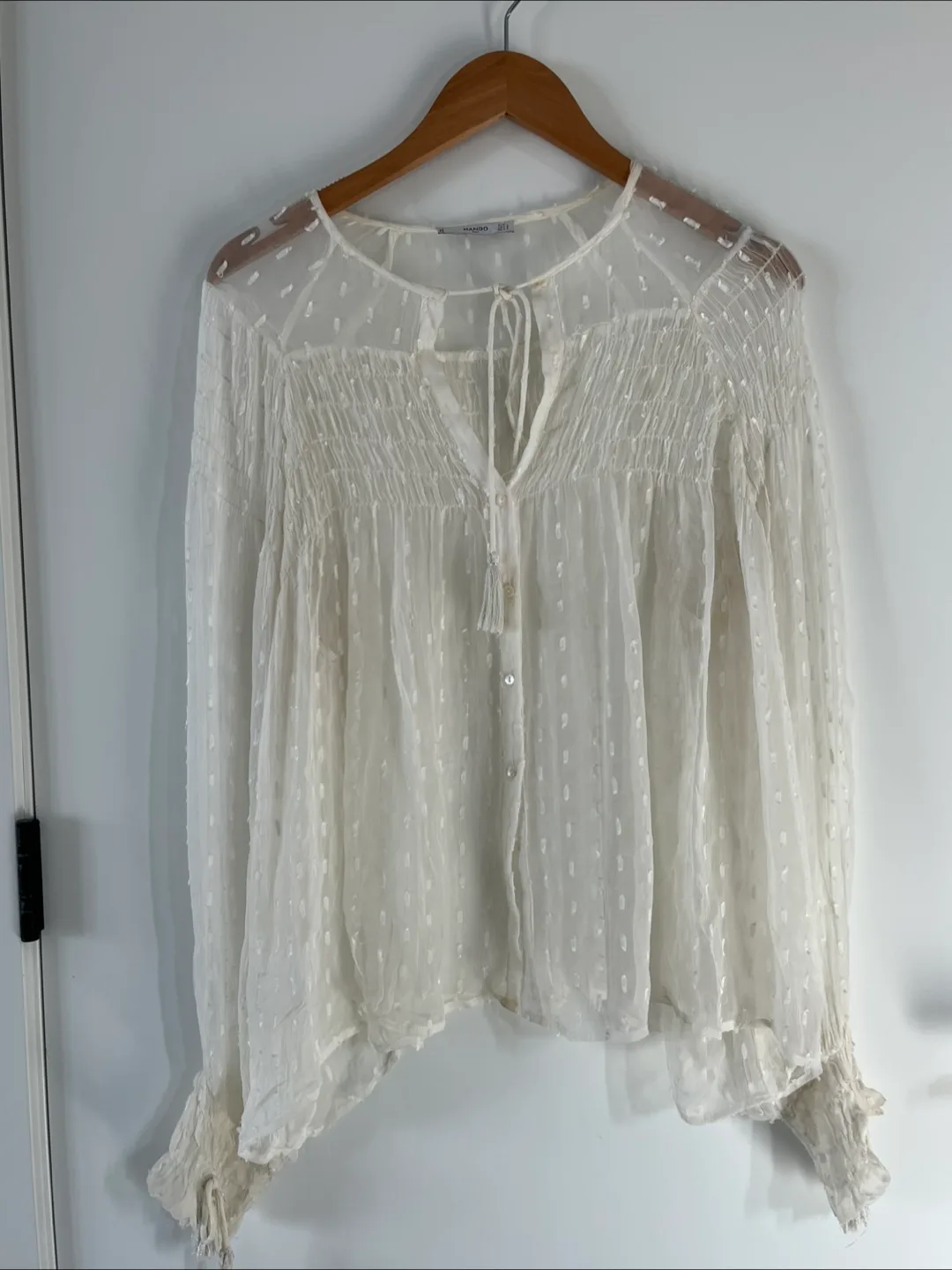 MANGO Silk White Blouse thumbnail