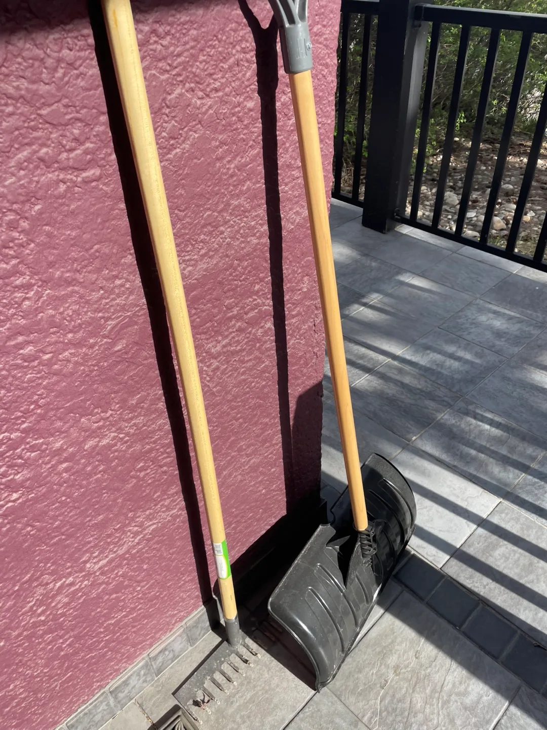 Two Snow Shovels with Wooden Handles thumbnail