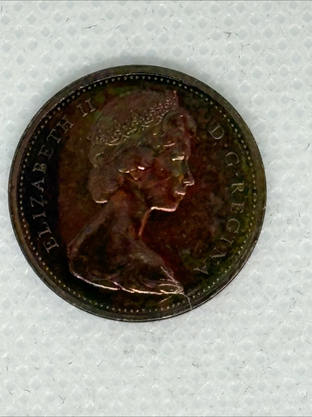 1965 Canadian 1 Cent Coin - Rainbow Toned image indicator(2)