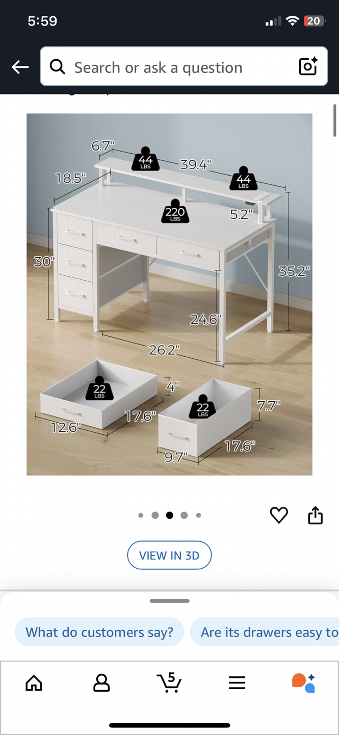 White Computer Desk with Drawers and Shelf - photo 2