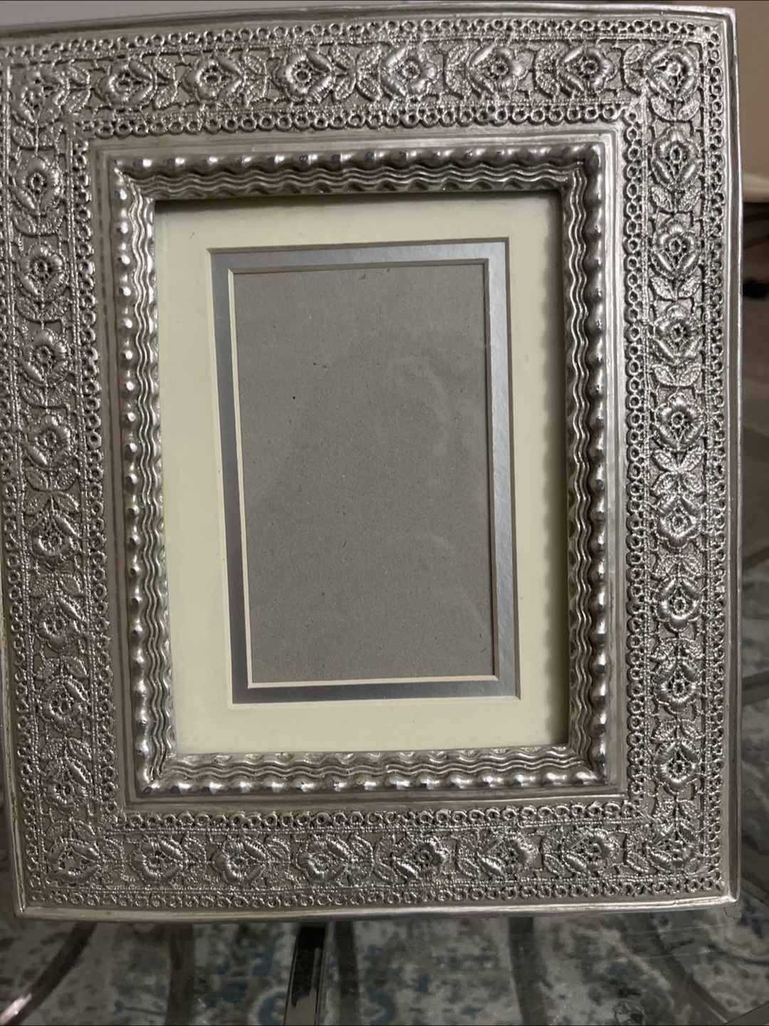 Ornate Silver Tone Picture Frame