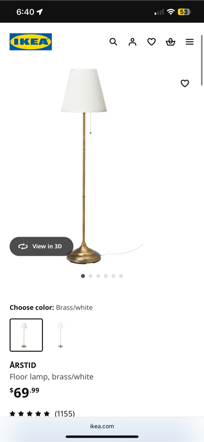 IKEA ÅRSTID Brass/White Floor Lamp - photo 2