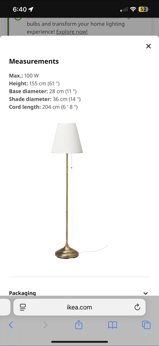 IKEA ÅRSTID Brass/White Floor Lamp - photo 3