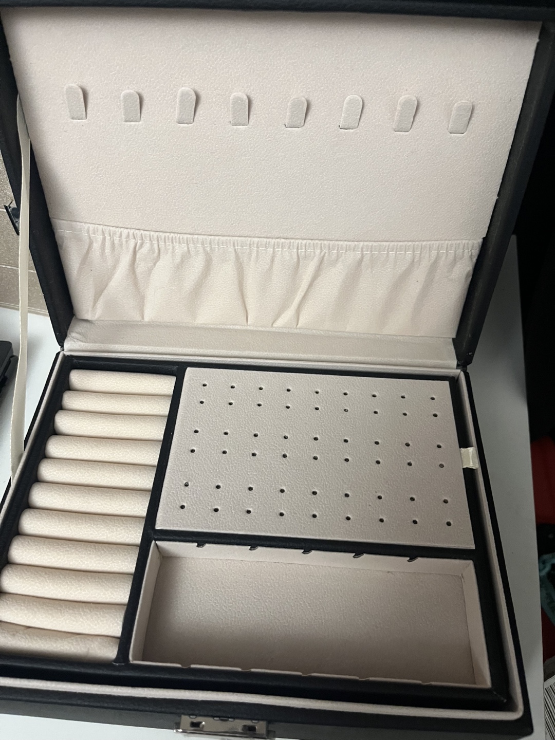 Black Leatherette Jewellery Box Organizer