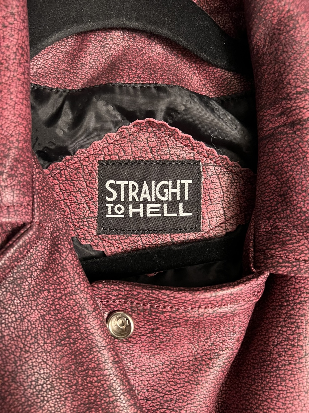 Straight To Hell Burgundy buffalo Leather Jacket - photo 2