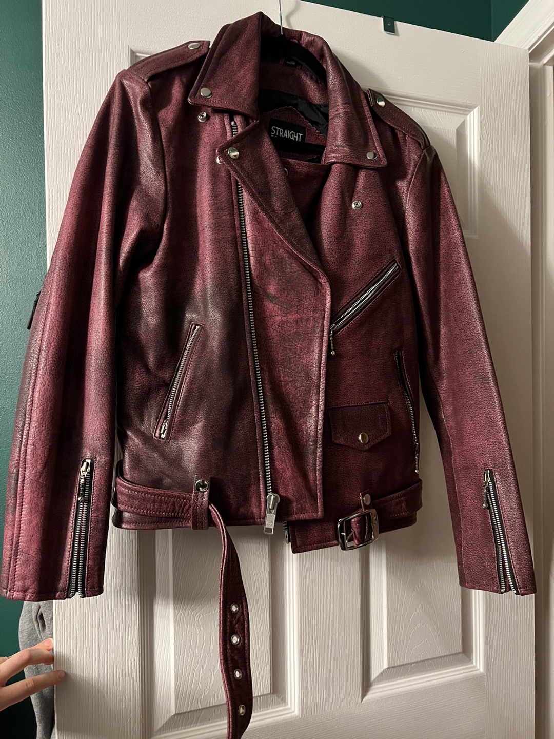 Straight To Hell Burgundy buffalo Leather Jacket