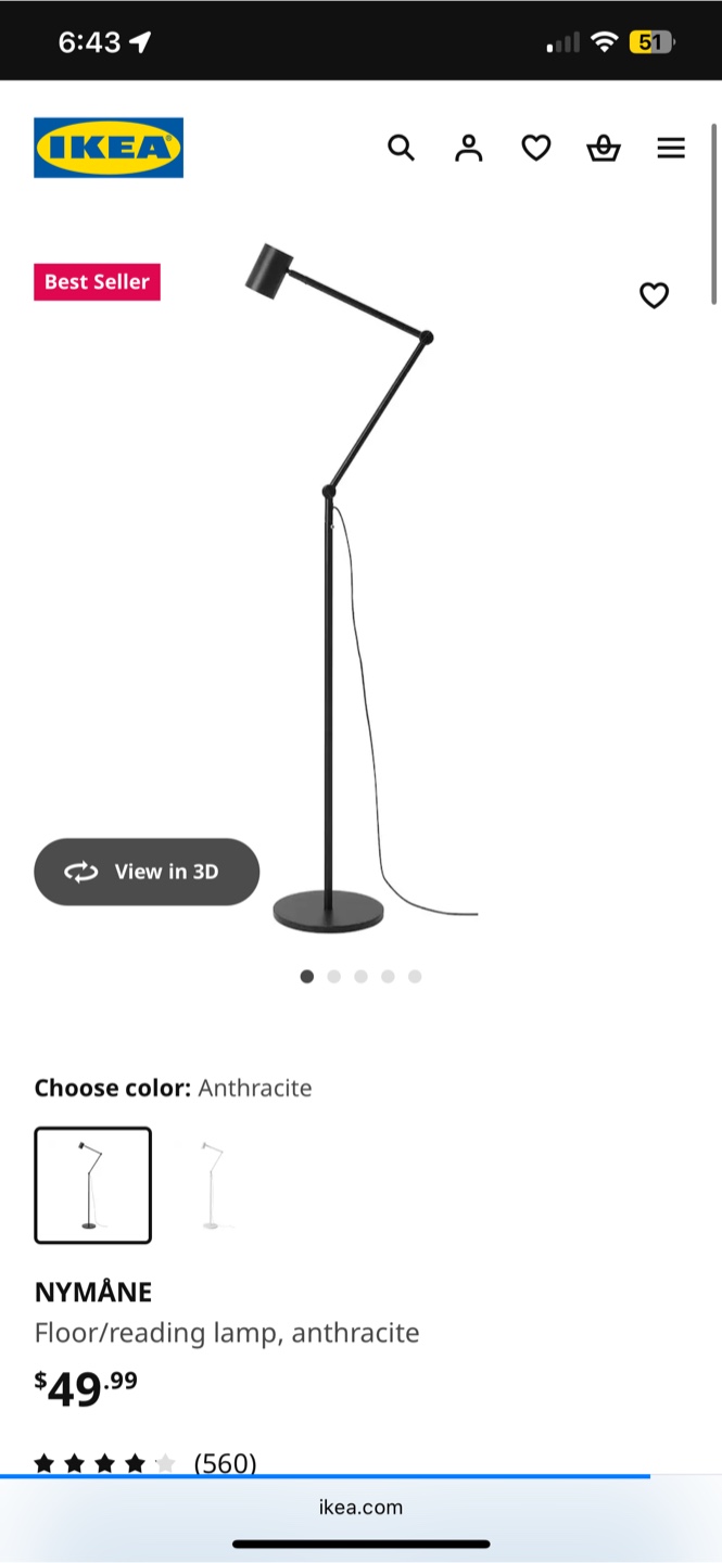 IKEA NYMÅNE Floor Lamp - Anthracite - photo 2