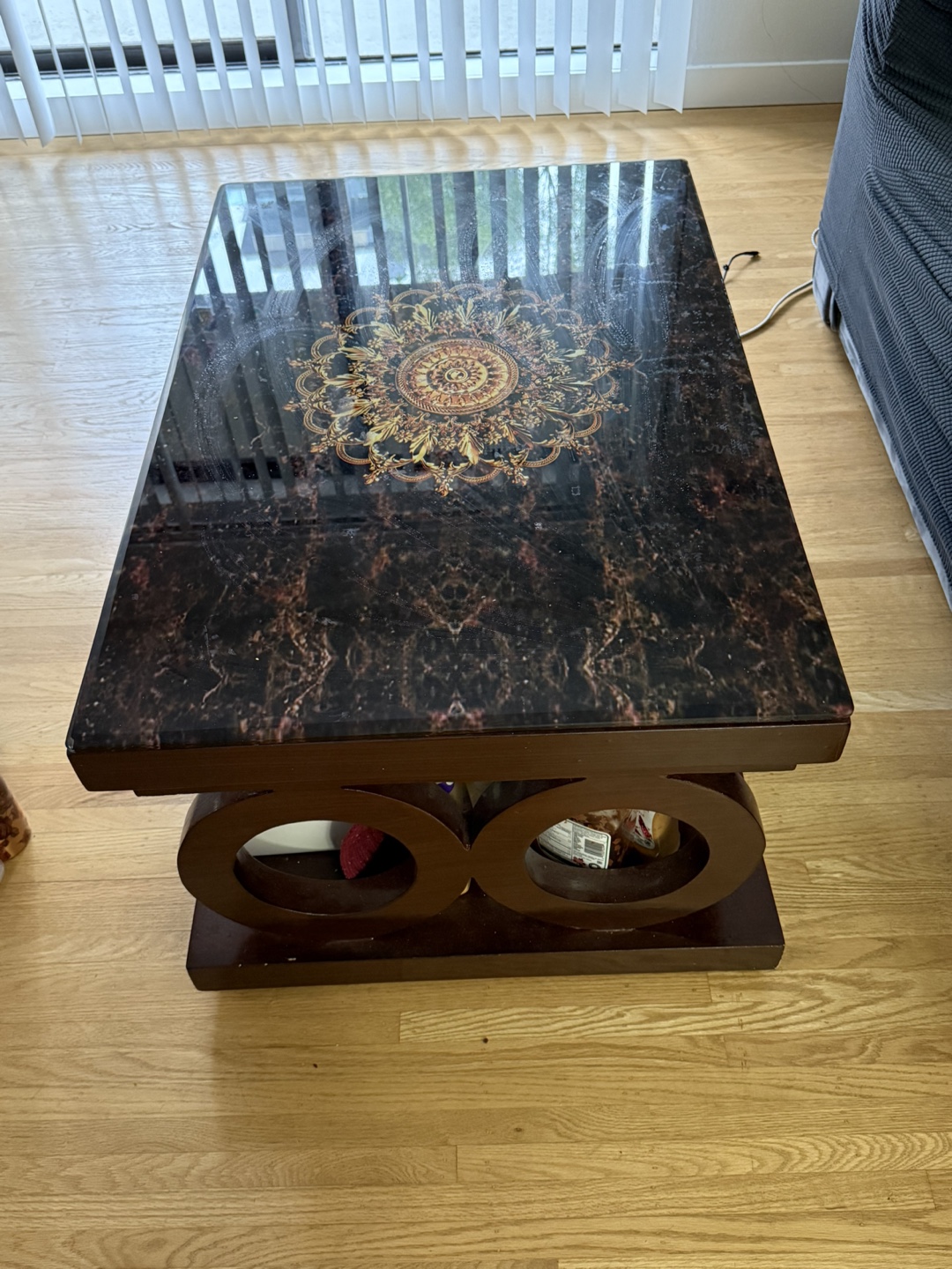 Ornate Coffee Table with glass top