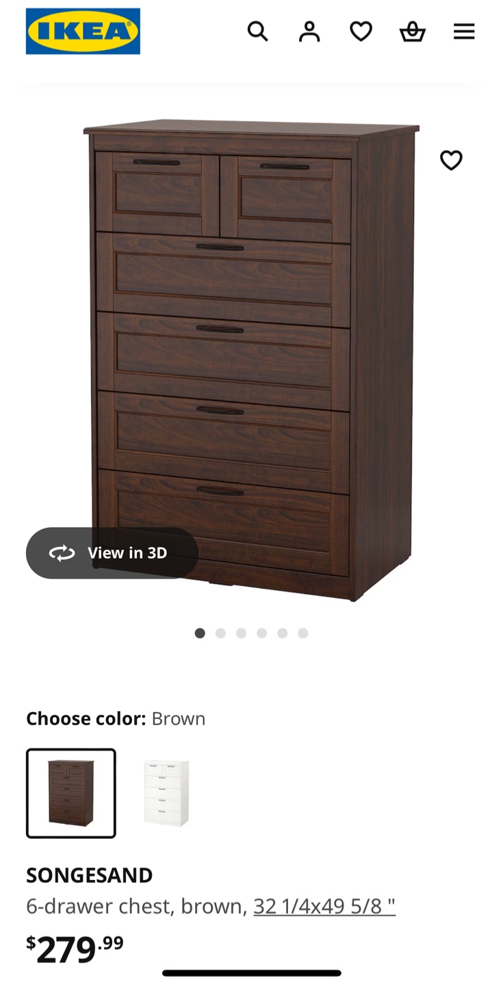 SONGESAND 6-Drawer Chest - Brown