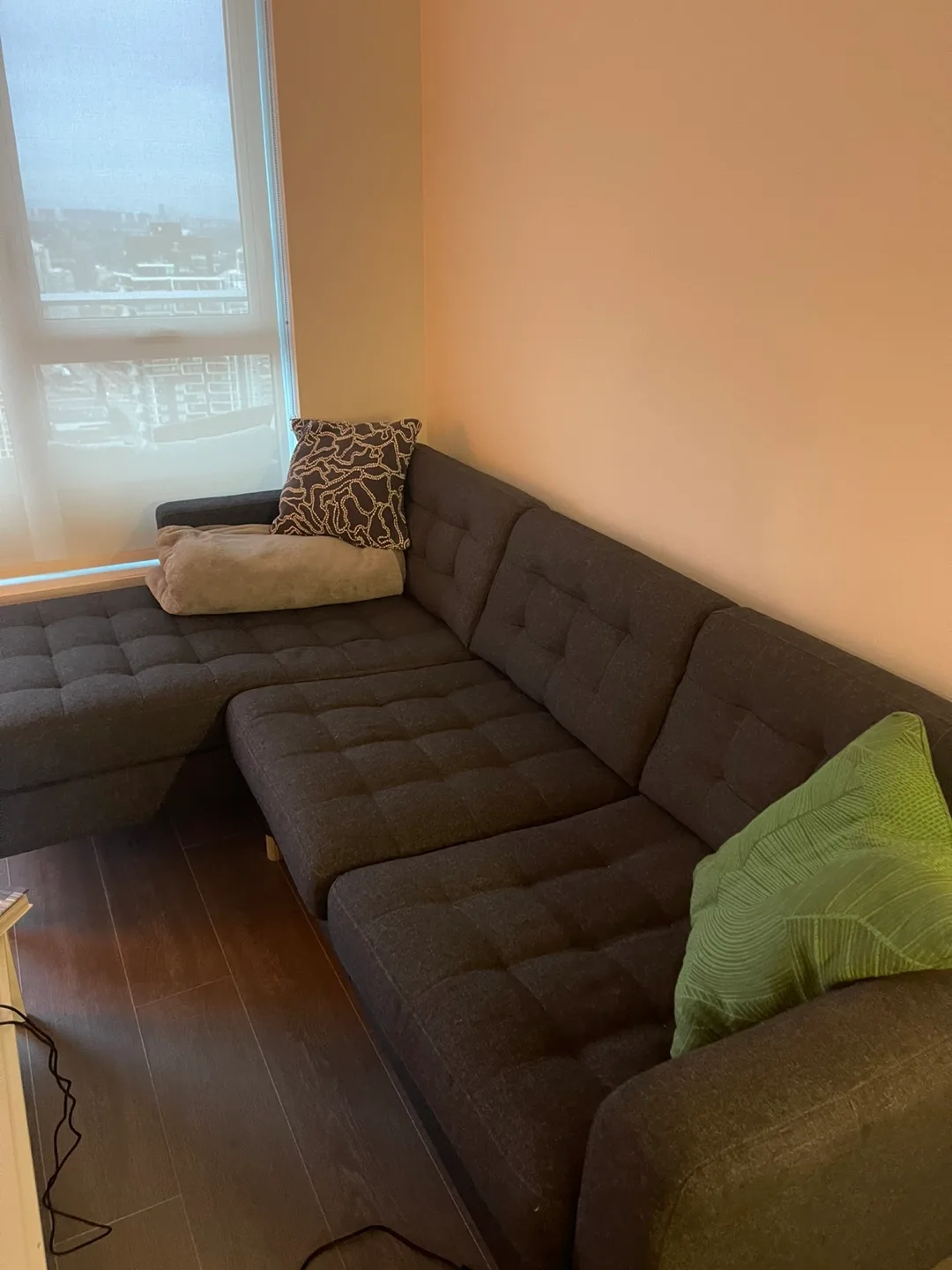 IKEA MORABO Loveseat with Chaise - Gunnared Dark Gray thumbnail
