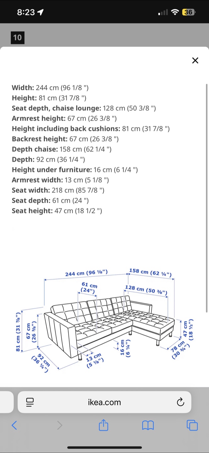 IKEA MORABO Loveseat with Chaise - Gunnared Dark Gray - photo 3