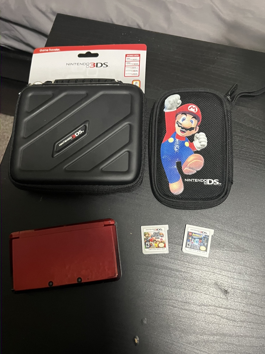Nintendo 3DS Bundle - Red Console, Games & Cases