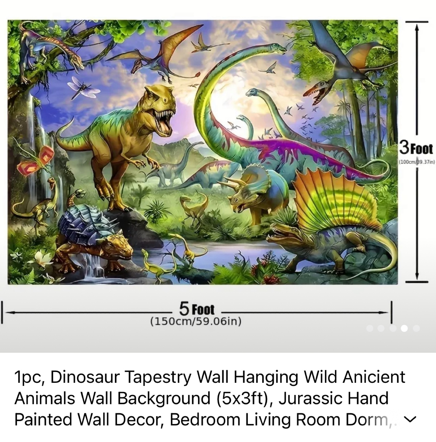 Dinosaur Tapestry Wall Hanging - Jurassic Park Theme - photo 4