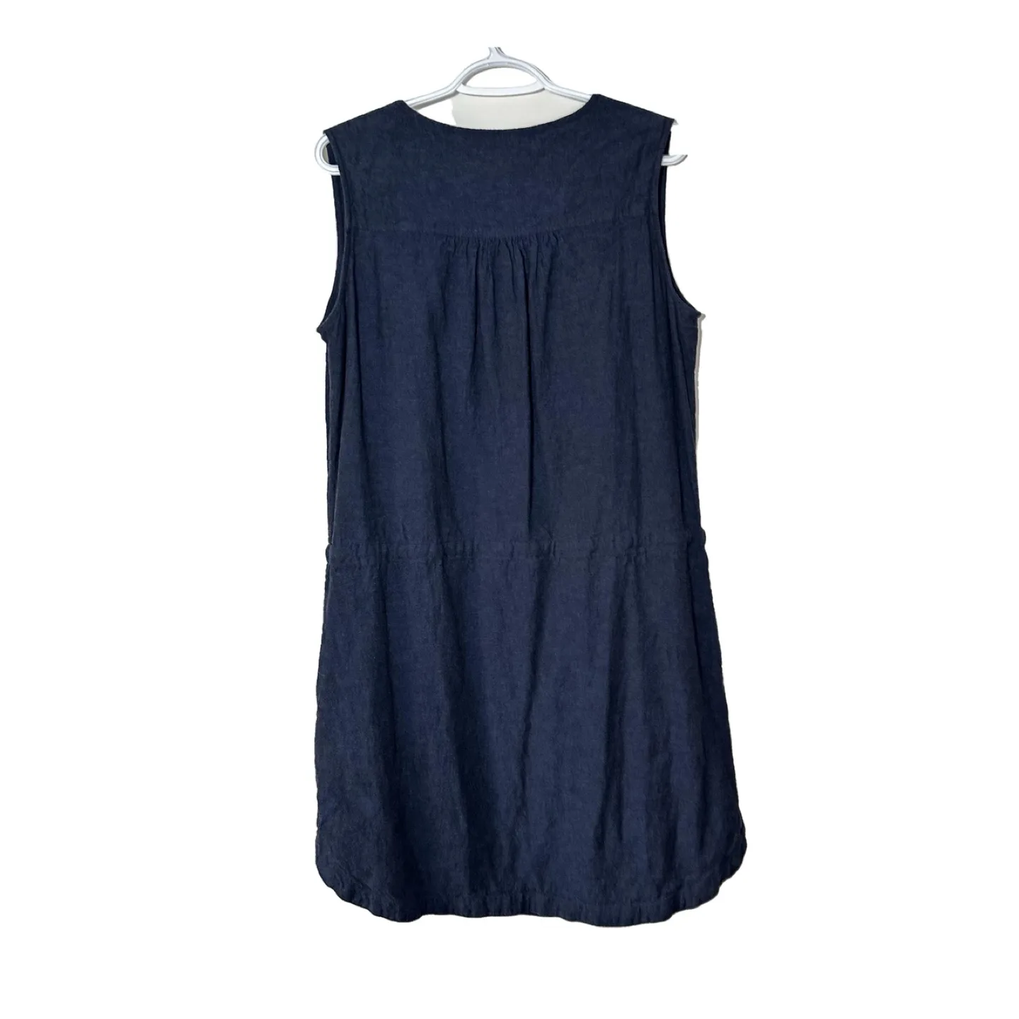 Roots Dark Blue Linen Sleeveless Dress image indicator(2)
