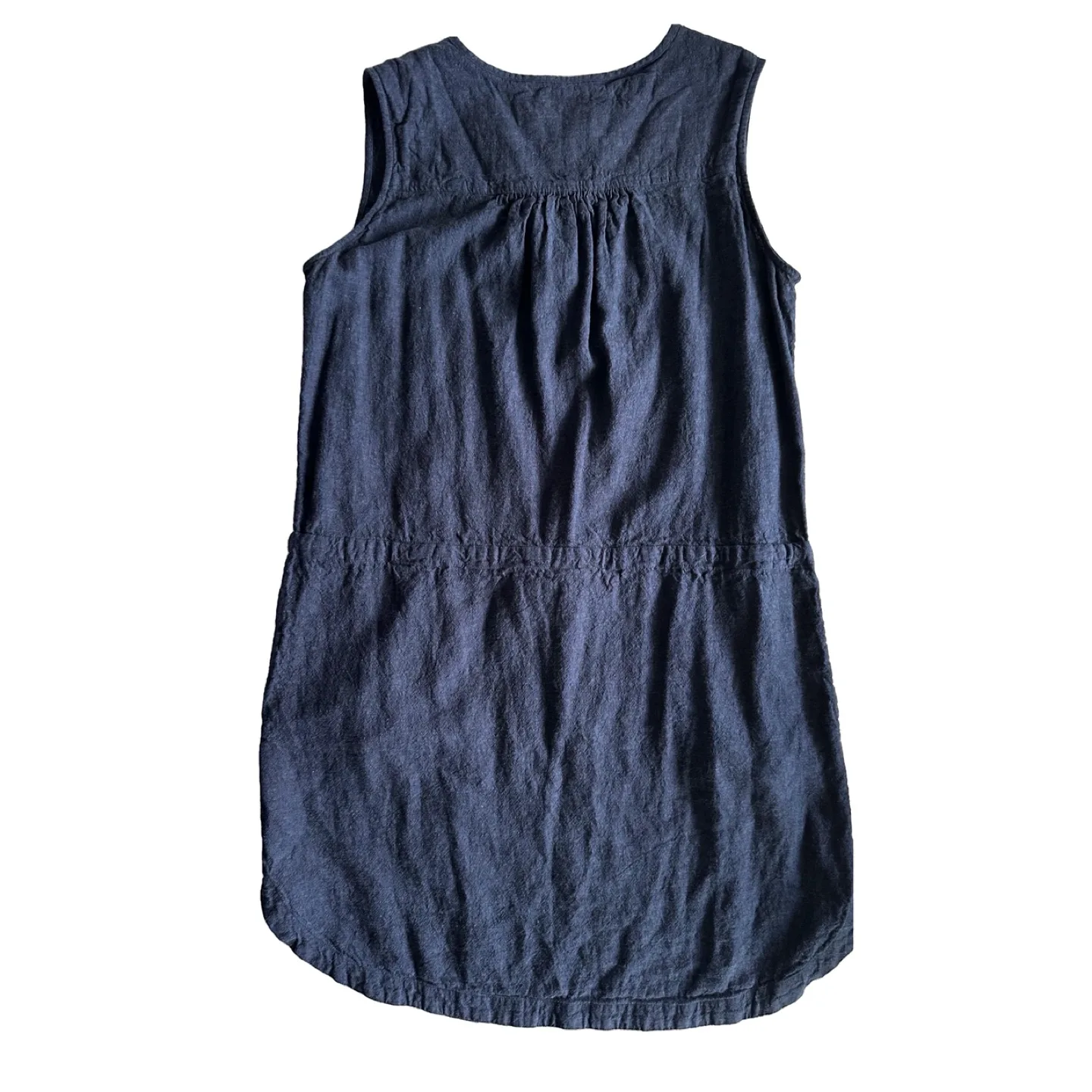 Roots Dark Blue Linen Sleeveless Dress image indicator(7)