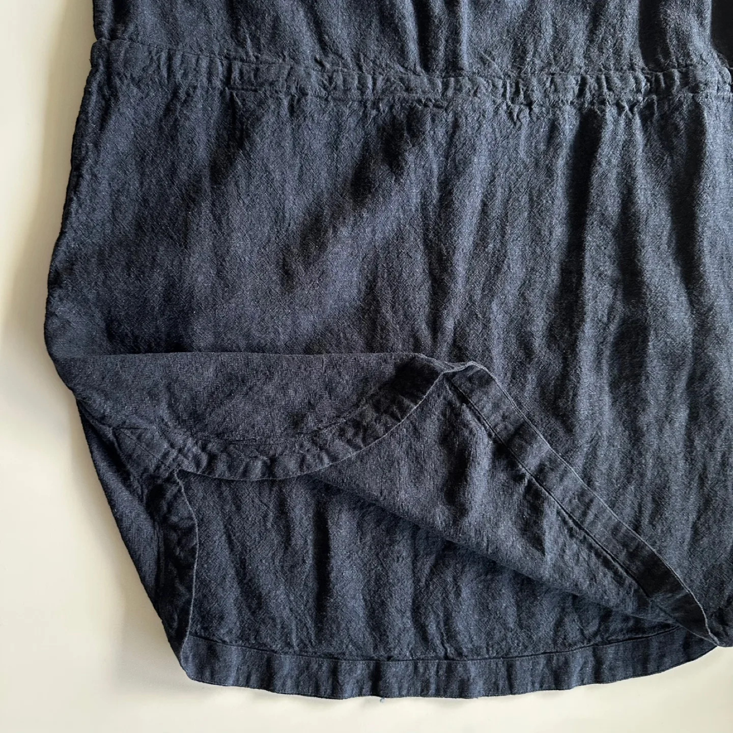 Roots Dark Blue Linen Sleeveless Dress image indicator(10)