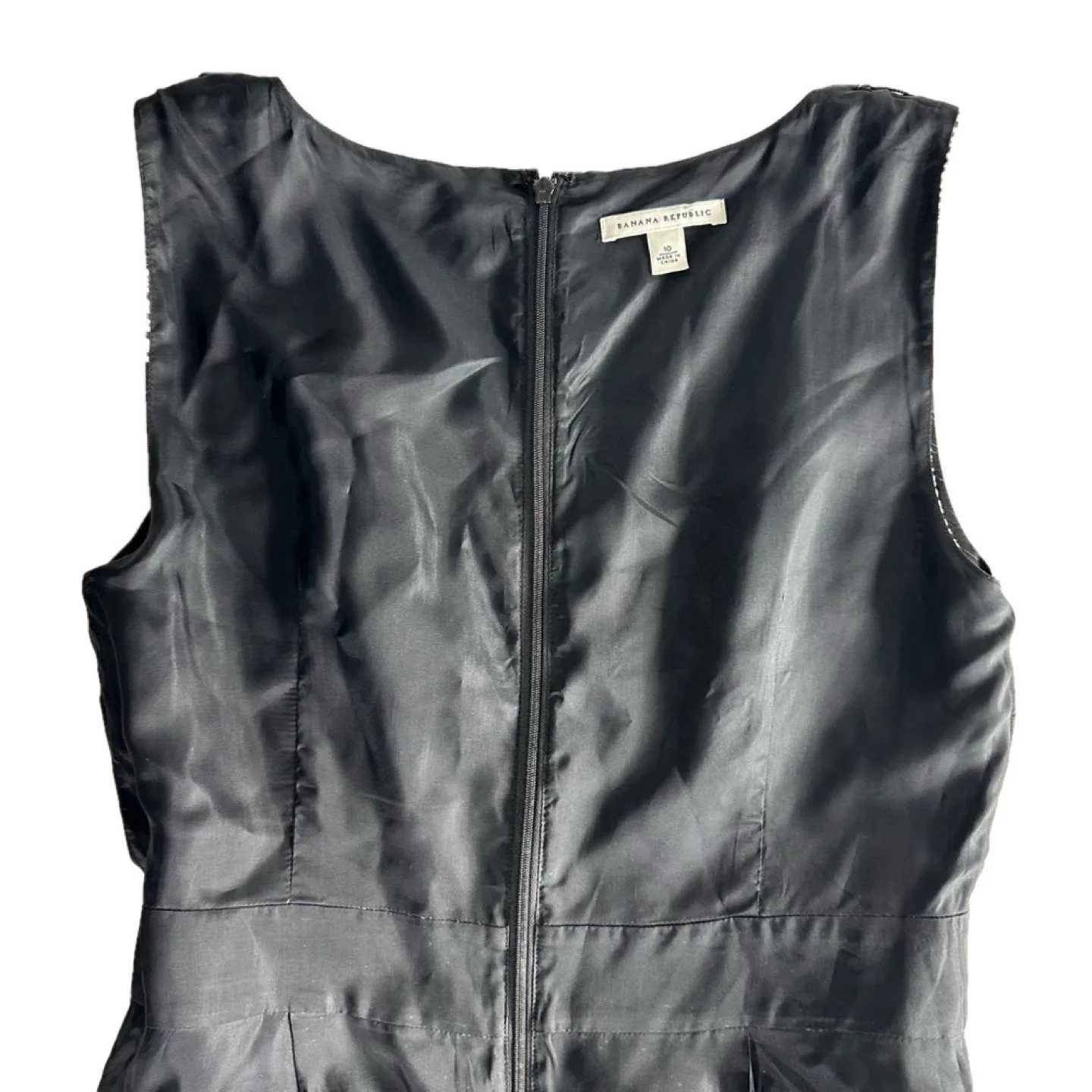 Banana Republic Black and Cream Polka Dot Sleeveless Dress 10 image indicator(8)