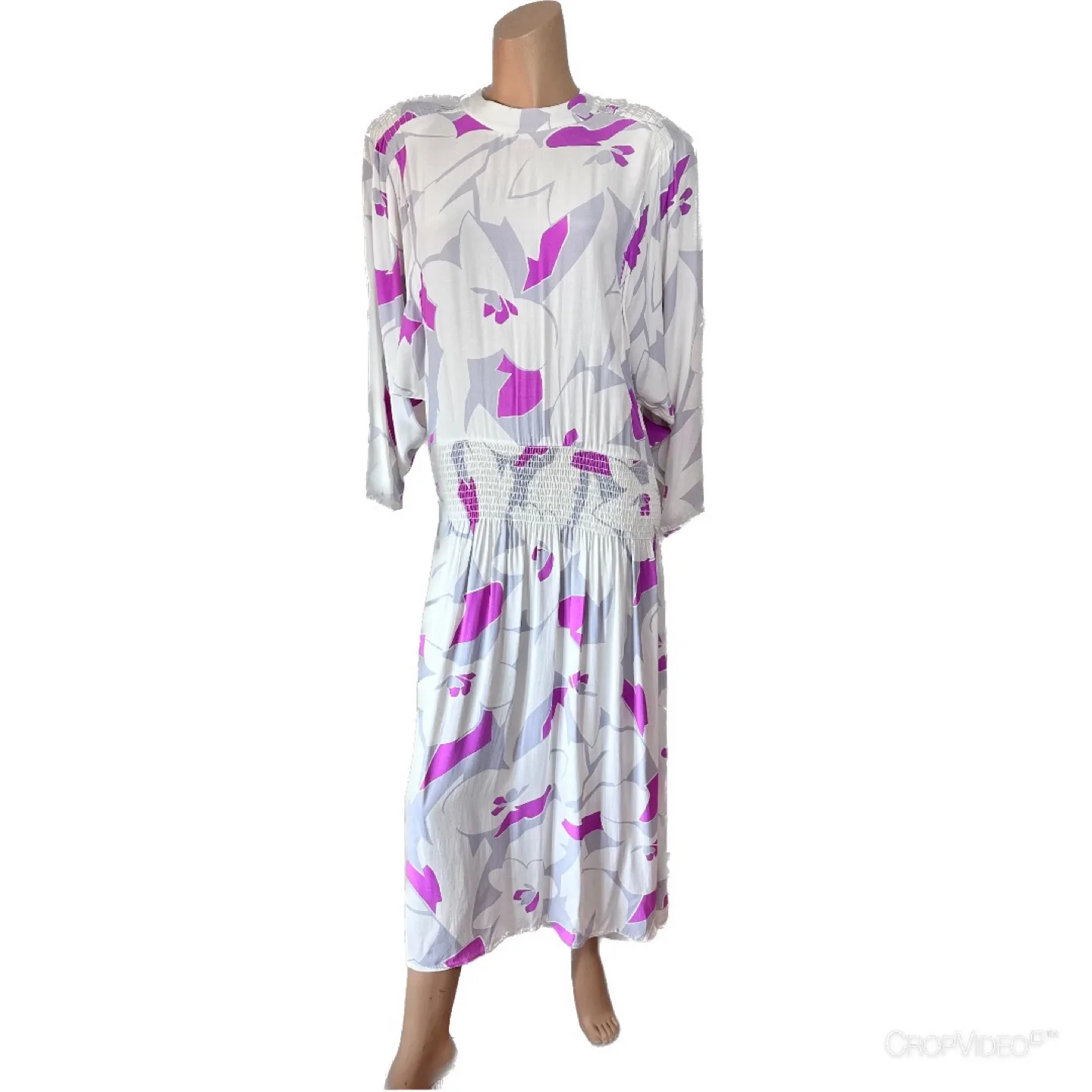 Vintage 80s Tom D'Auria Abstract Floral Midi Dress Size 6 image indicator(4)