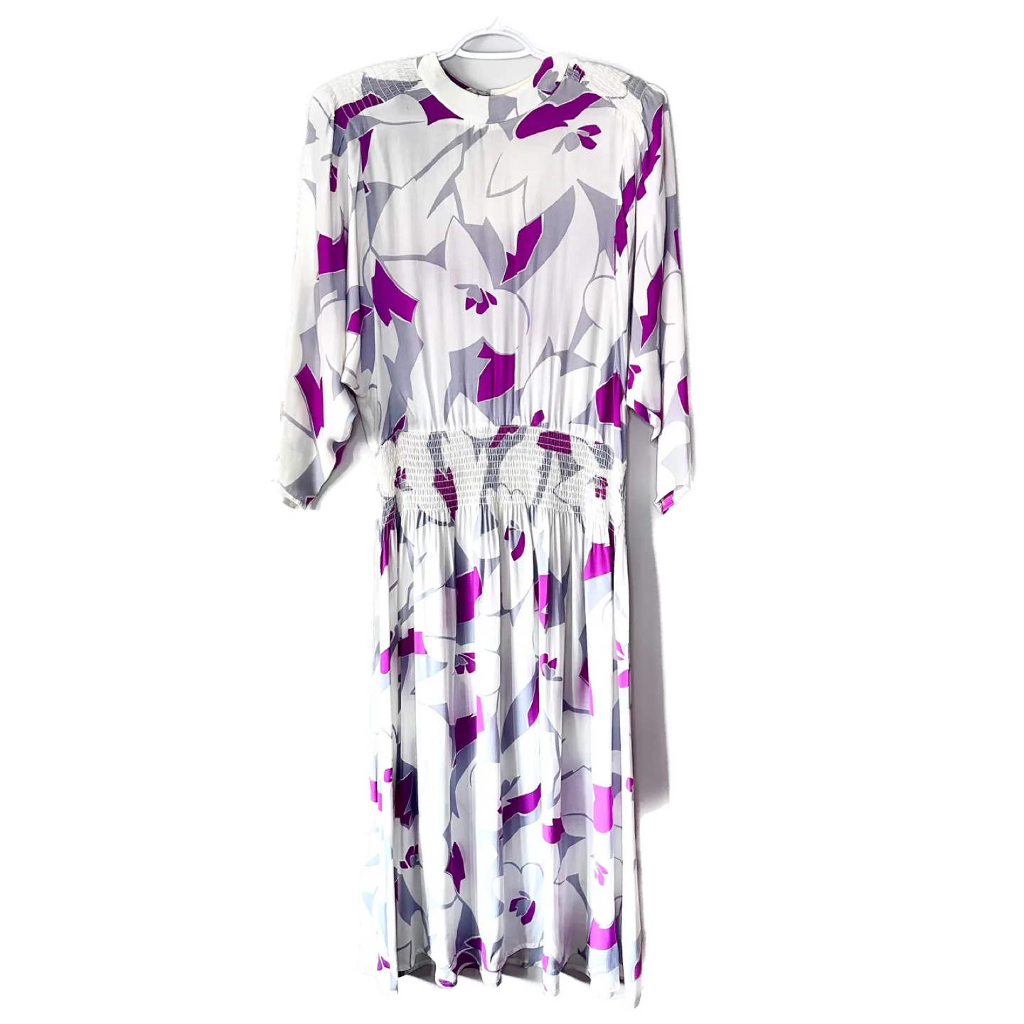 Vintage 80s Tom D'Auria Abstract Floral Midi Dress Size 6 image indicator(9)