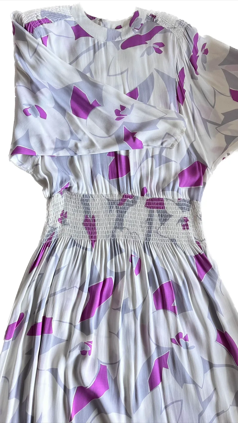 Vintage 80s Tom D'Auria Abstract Floral Midi Dress Size 6 image indicator(6)