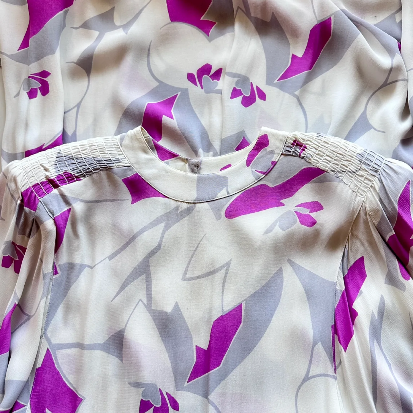 Vintage 80s Tom D'Auria Abstract Floral Midi Dress Size 6 image indicator(7)