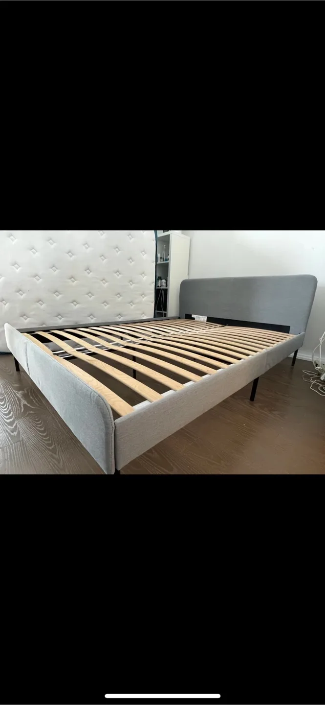 IKEA SLATTUM Queen Bed Frame - Grey thumbnail