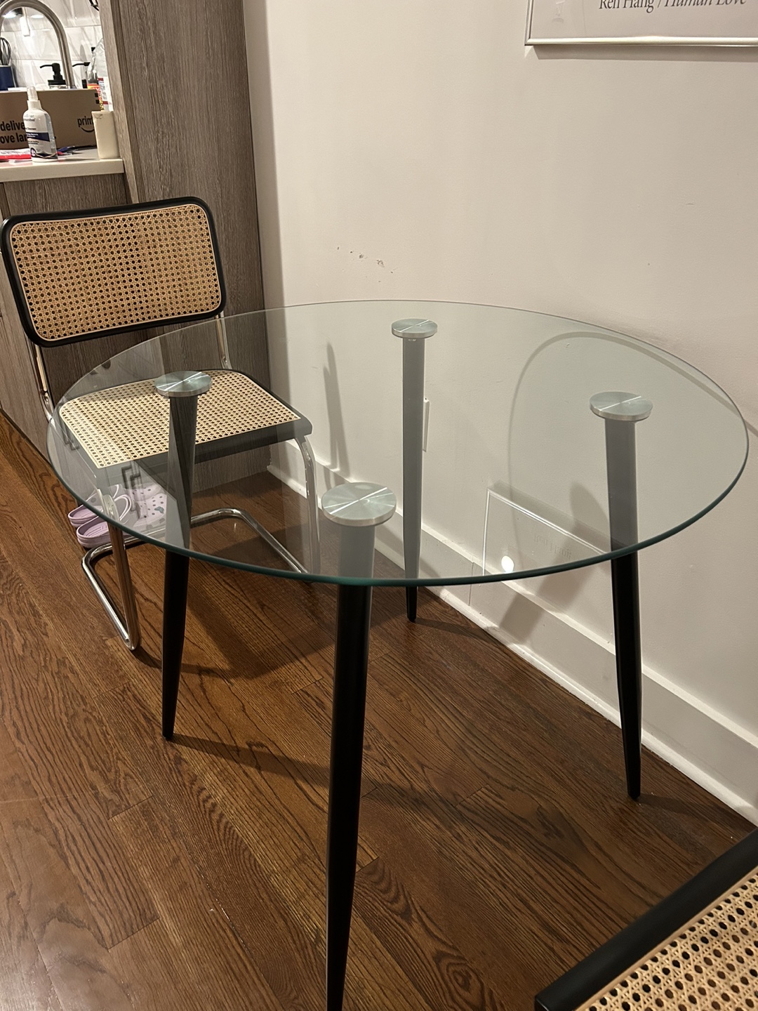 Glass Top Dining Table with Black Legs - photo 2