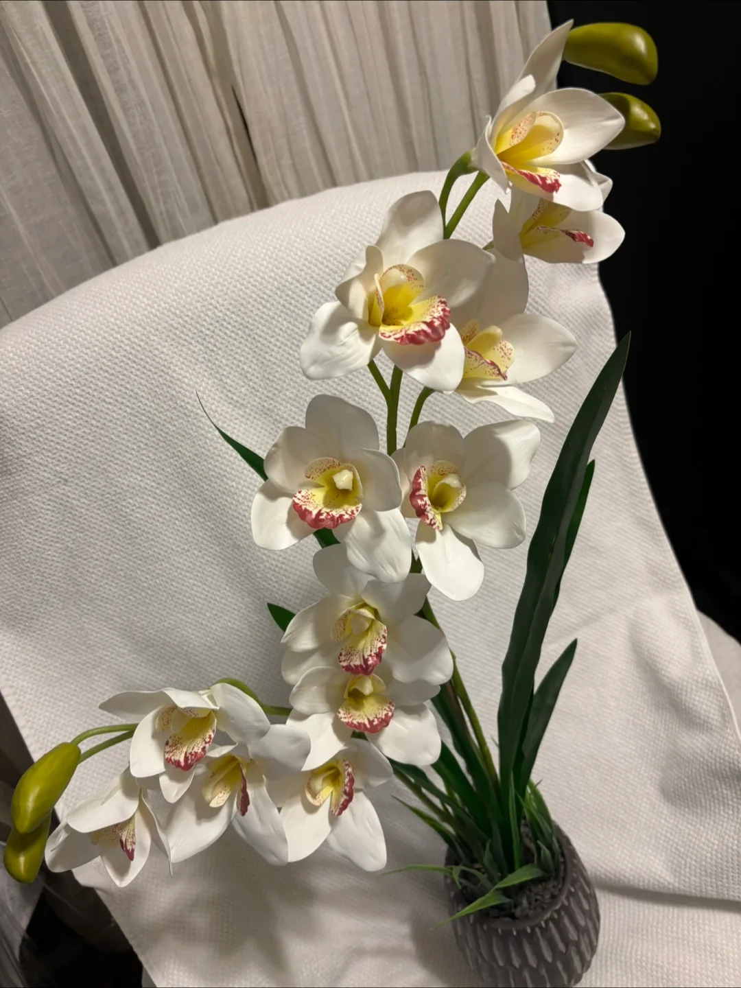 Artificial Orchid Arrangement in Decorative Pot image indicator(5)