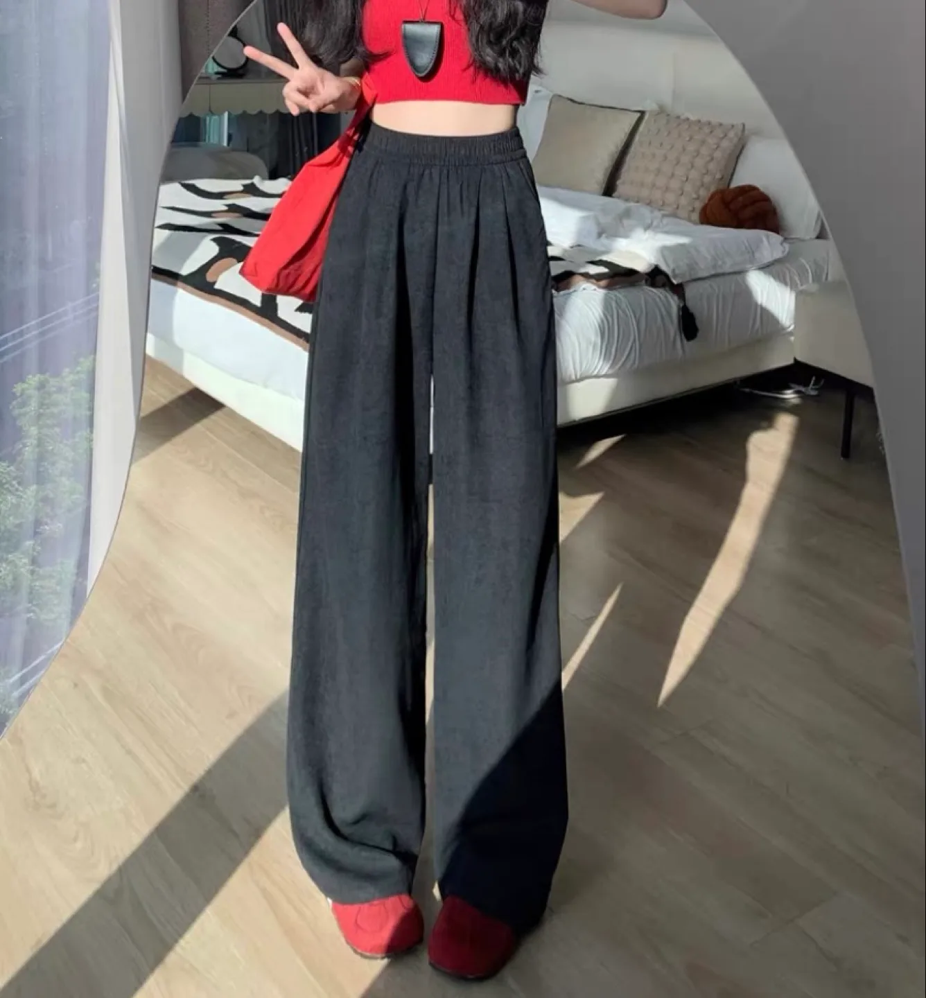 Women's Black Wide Leg Trousers