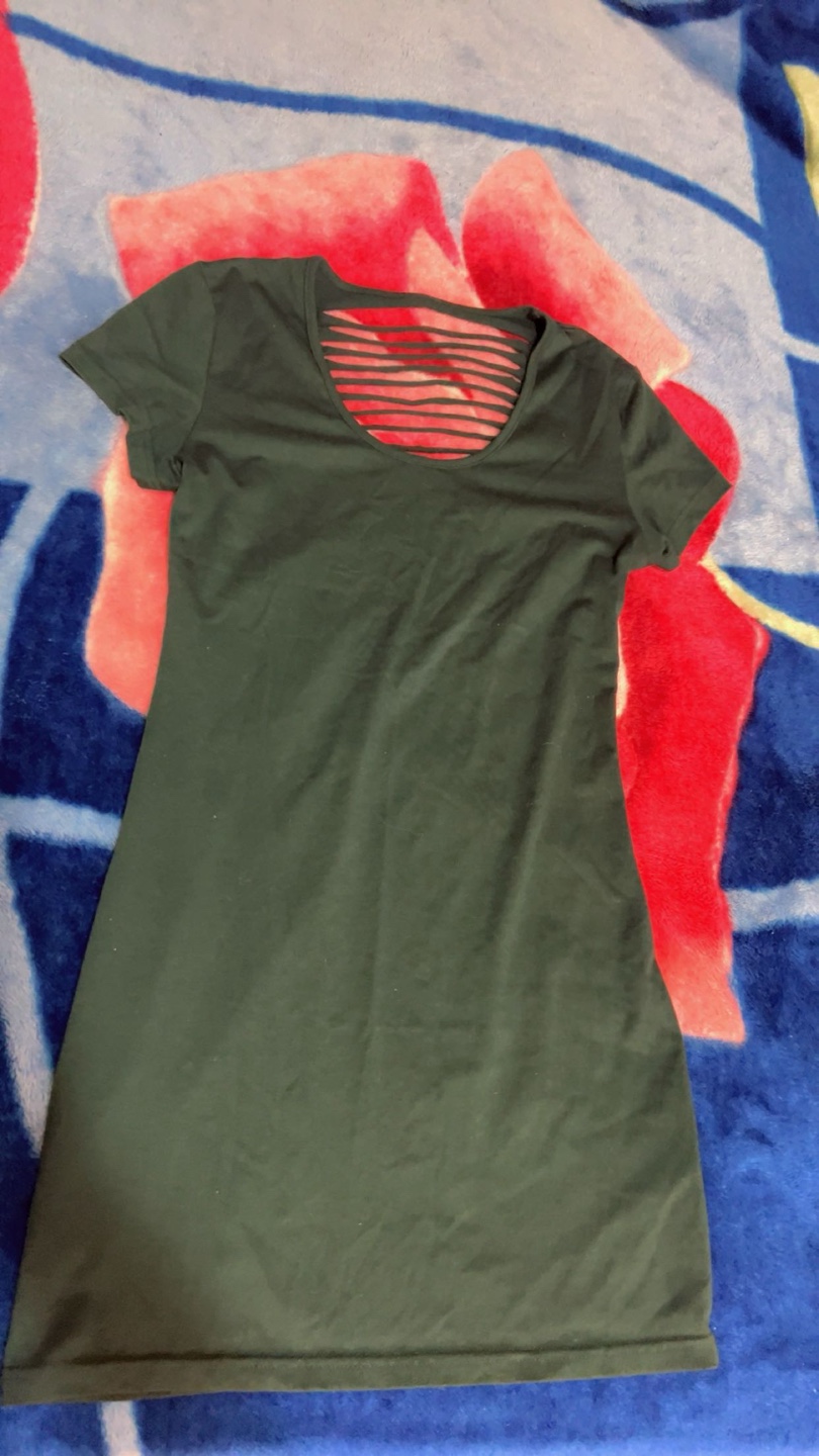 Green T-Shirt Dress with Cutout Back