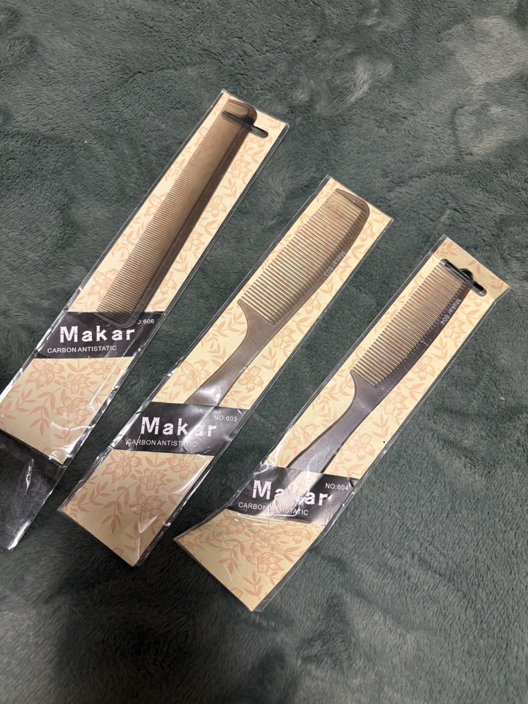 Three Makar Carbon Antistatic Combs