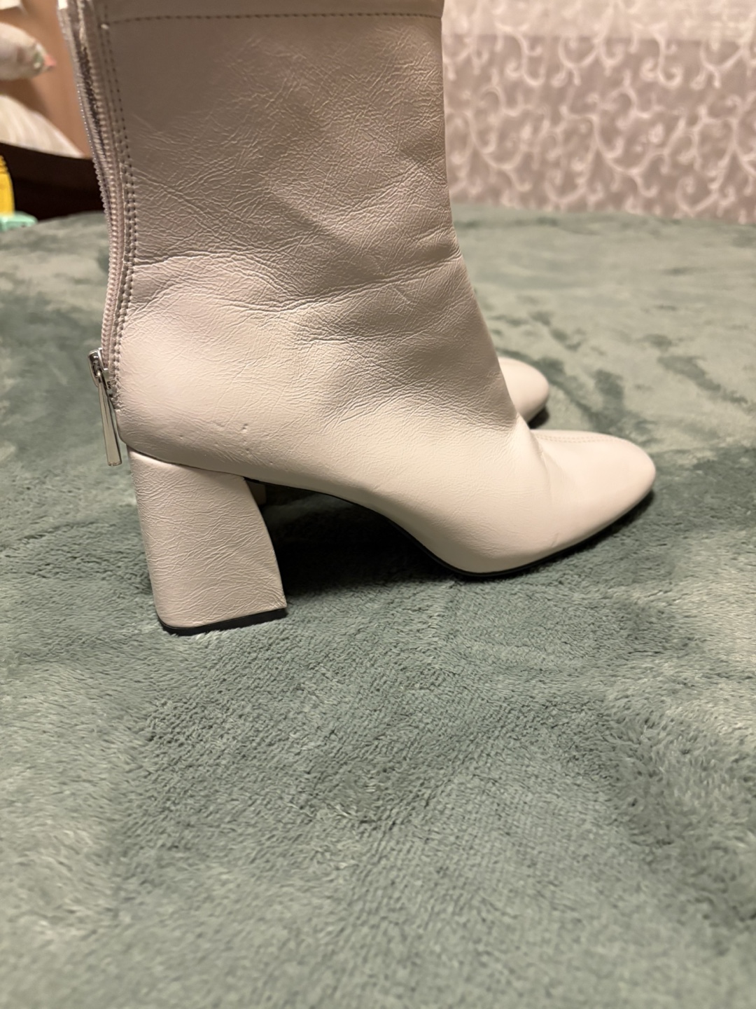 Zara White Leather Block Heel Ankle Boots - photo 4