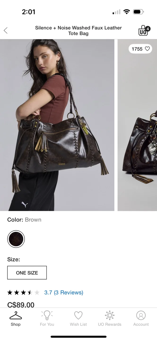 Silence+noise Brown Leather tote Bag image indicator(6)