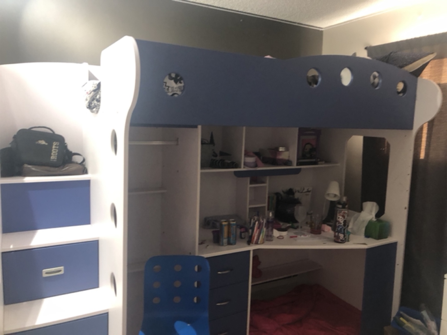 Kids Loft Bed with Desk and Storage